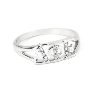 Delta Phi Epsilon Sterlingsilberring mit simulierten Diamanten / / ΔΦΕ Sorority Geschenke / / Geschenke für sie / / Sorority Ringe / / griechische Leben / /