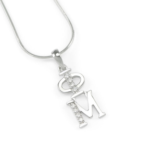 Phi Mu Sterling Silver Lavaliere With 