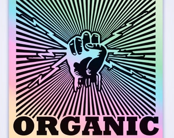 Grow Organic Sticker - 3" Holographic Durable Sticker