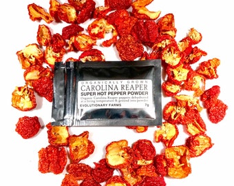 Carolina Reaper - Organically Grown Super Hot Pepper Powder - Artisan Food Gift - Gourmet Food - Limited Edition