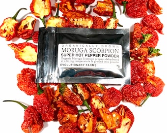 Moruga Scorpion - Organically Grown Super Hot Pepper Powder - Artisan Food Gift - Gourmet Food - Limited Edition