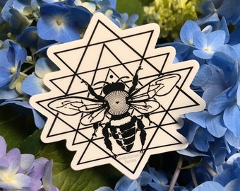 Sacred Bee Yantra Sticker - Weatherproof Vinyl Die Cut
