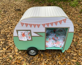 Mint Retro Dog Camper Bed | Custom Pet Trailer