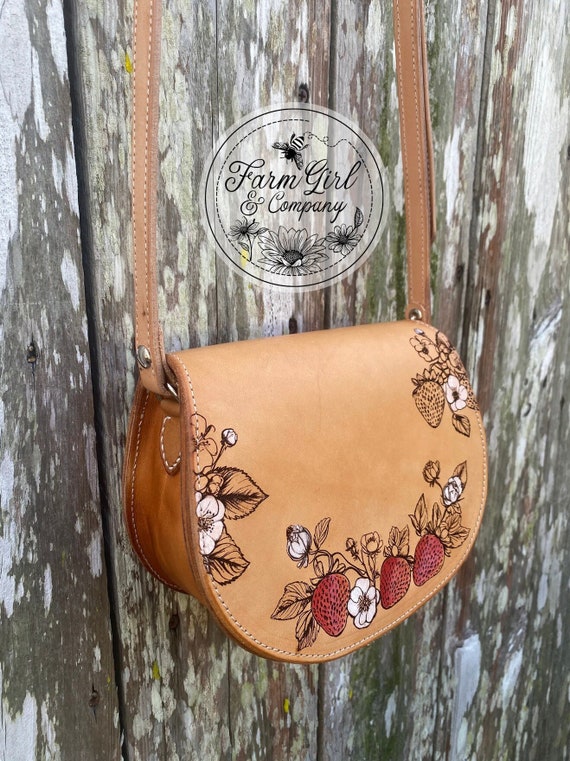 Saddle Bag Purse Strawberry Design Etsy