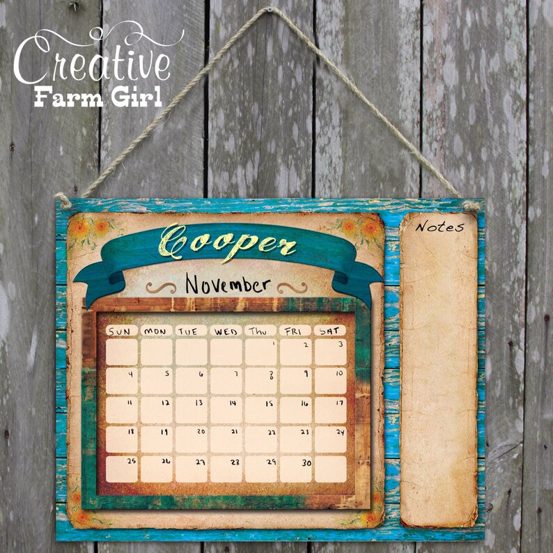 Blue Barn Wood Dry Erase Calendar Personalized with name Etsy