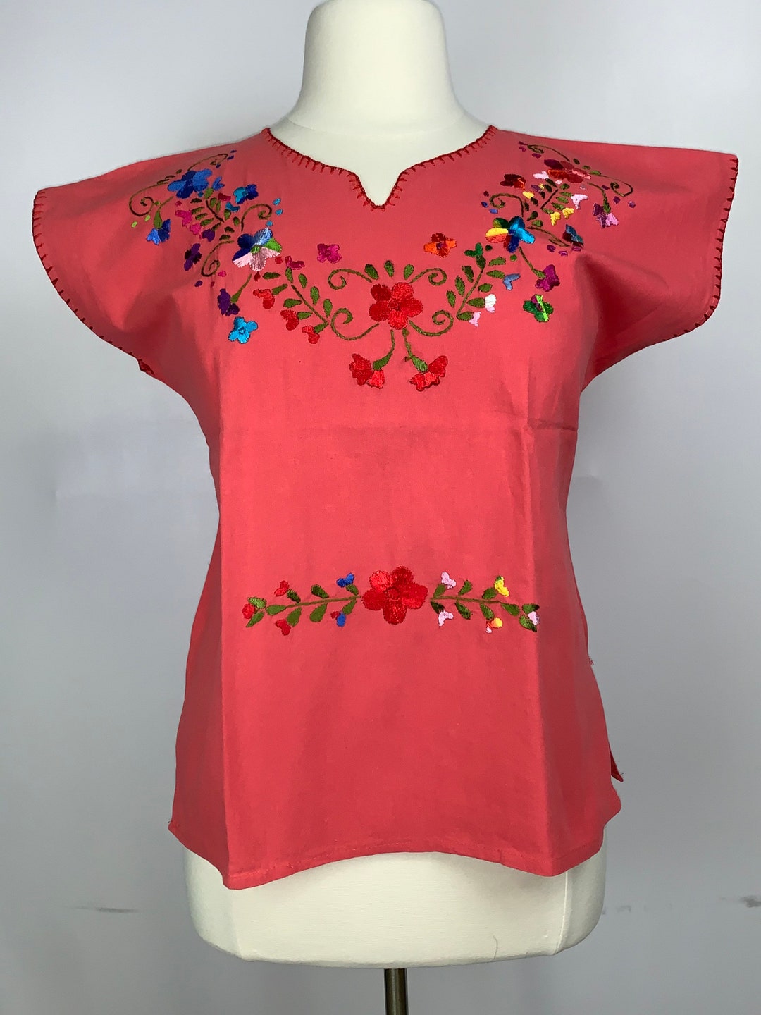 Contoured Huipil Blouse Traditional Mexican Embroidery Oaxaca - Etsy