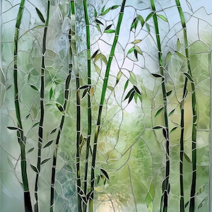 Película para ventanas de primera calidad con vitrales, tamaño personalizado, esmerilada - Bambú