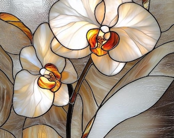 Lámina para ventanas de vidrieras de alta calidad, tamaño personalizado, esmerilada - Orquídeas