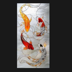 Stained glass custom size window cling film - Koi fish frosted