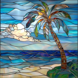Stained glass custom window cling - palm tree