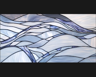 Película para ventanas premium de vitrales, tamaño personalizado, esmerilada - Ondas abstractas