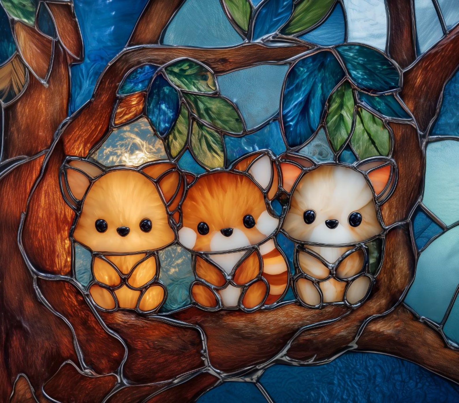 Stained Glass Premium Window Film, Custom Size, Frosted- Baby Animals ...