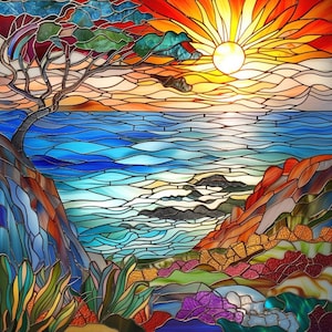 Custom-size premium frosted stained glass window cling film - Carmel