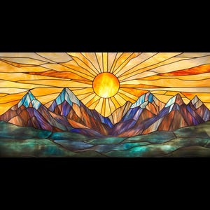 Lámina para ventanas de vidrieras de alta calidad, tamaño personalizado, esmerilada - Mountain sunburst 2