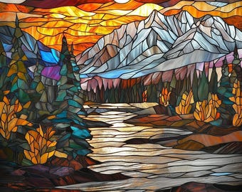 Buntglas Premium Fensterfolie, Sondergröße, matt - Jasper Nationalpark bei Sonnenuntergang