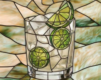 Gin and tonic - Stained glass premium window film, custom size, frosted