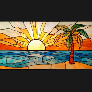 Stained glass design custom-sized frosted window cling film - Tropical
