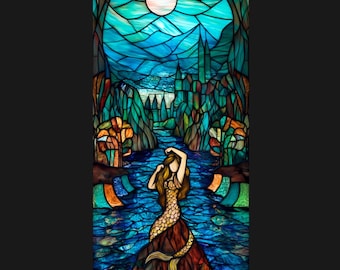 Pellicola per vetri di alta qualità, dimensioni personalizzate, effetto satinato - sirena in stile Harry Potter