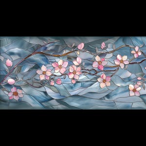 ステンドグラスのカスタムサイズ 曇りガラス窓用ステッカー - 桜 桜の花の枝