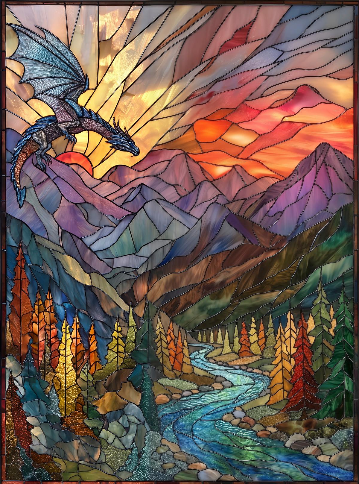 Epic Dragon Fantasy - Stained Glass Premium Window Film, Custom Size ...