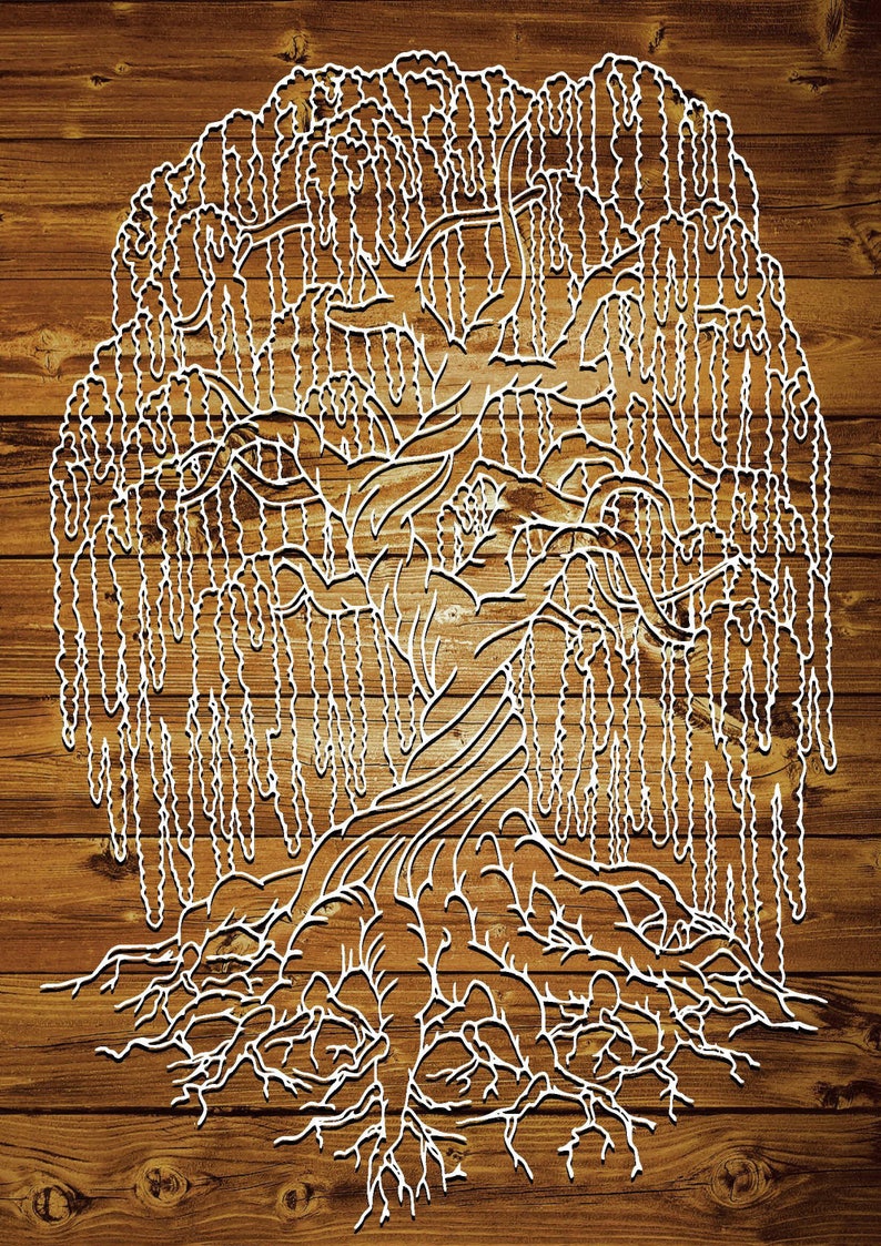 Weeping Willow Tree DIY Papercut Template Pdf Jpg Svg Etsy
