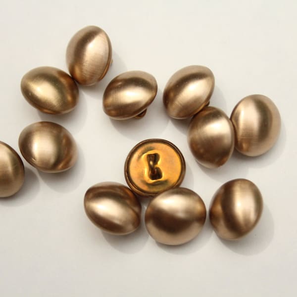 Vintage Small Brushed Gold Tone Domed Buttons, 1/2"