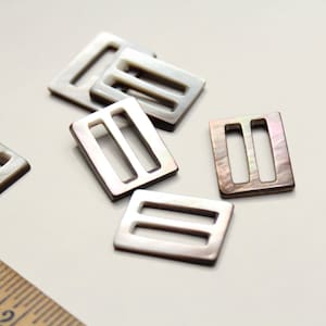 Vintage Genuine Mother of Pearl Grey Opalescent Slider Buckles