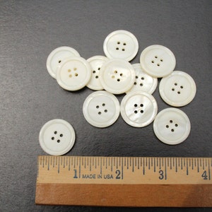 Real Mother of Pearl Vintage Classic 4 Hole Shell Buttons, 15/16&quot;