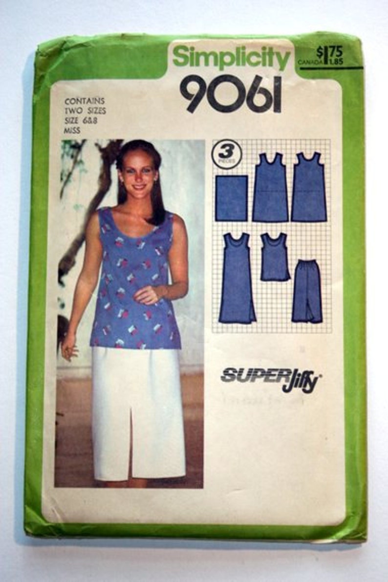 1979 out-of-print UNCUT sewing pattern pullover dress or tank top and skirt size 6-8 image 2