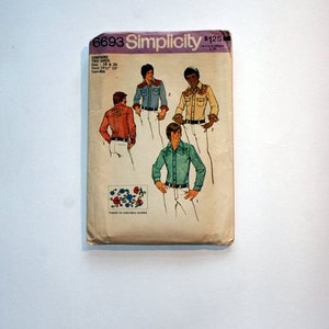 Young Men&#39;s Embroidered Shirt - size 18-20, vintage sewing pattern, UNCUT out-of-print 1974