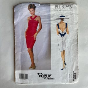 Vogue Sewing Pattern - Bill Blass - Minimal Fitted Sheath Dress - UNCUT Pattern 1992 - Size 12 Size 14 Size 16