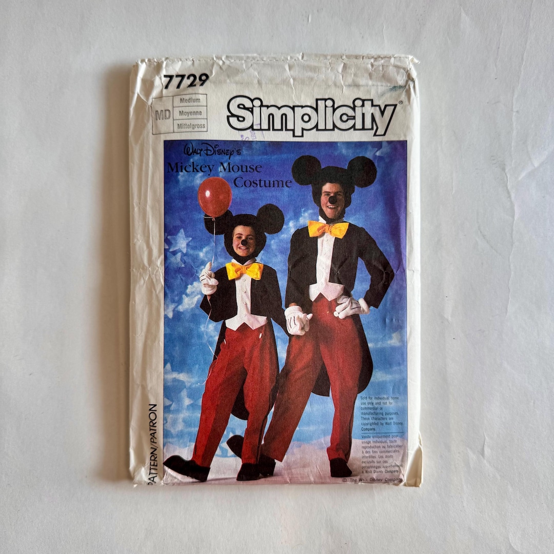 Sewing Pattern Mickey Mickey Mouse Costume - UNCUT Sewing Pattern 1986 - Size Adult M - Etsy