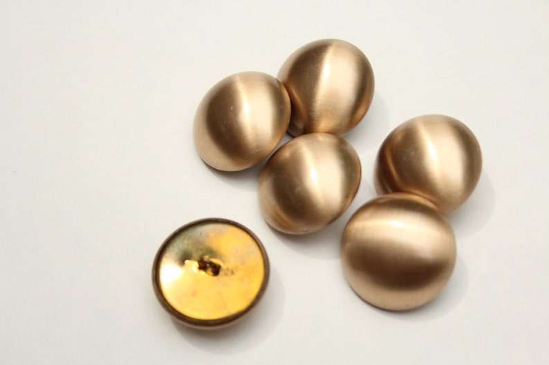 Vintage Brushed Metal Gold-tone Domed Buttons, 1-1/8