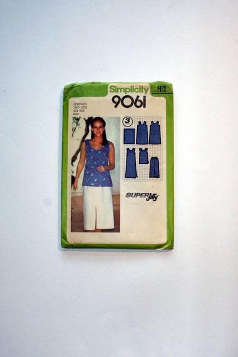 1979 out-of-print UNCUT sewing pattern pullover dress or tank top and skirt size 6-8 image 1