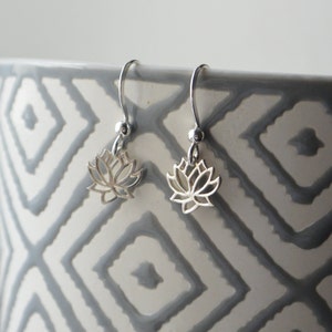 Lotus Flower Earrings Sterling Silver