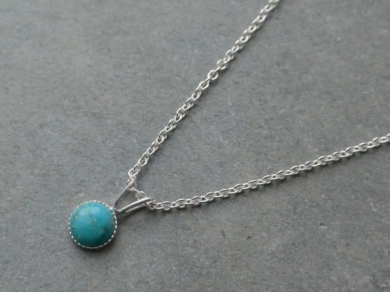 Dainty Sterling Silver Turquoise Necklace image 5