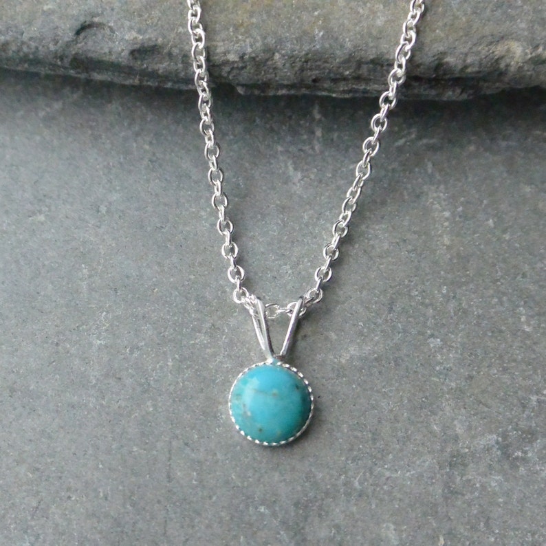 Dainty Sterling Silver Turquoise Necklace image 2