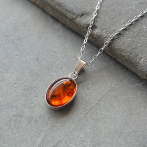 Amber Oval Sterling Silver Pendant