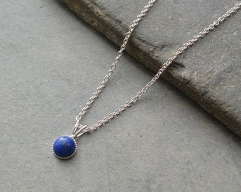 Dainty Sterling Silver Lapis Lazuli Pendant