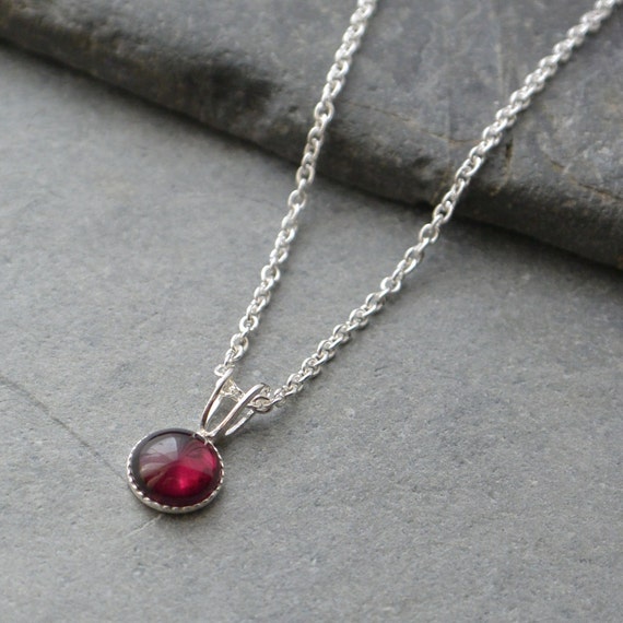 Dainty Garnet Pendant Sterling Silver Necklace Small - Garnet Pendants Sterling Silver Dainty Garnet Pendant Sterling Silver Necklace Small - Garnet Pendants Sterling Silver