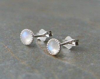 Moonstone Stud Earrings Sterling Silver