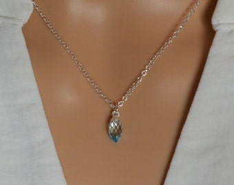 Blue Topaz Pendant, Sterling Silver