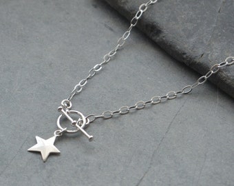 Star Charm Toggle Clasp Necklace, Sterling Silver