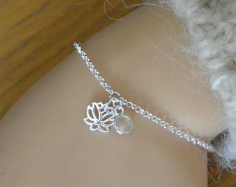 Sterling Silver Lotus Flower Bracelet