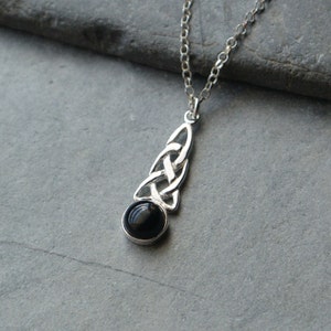Black Onyx Celtic Pendant Sterling Silver