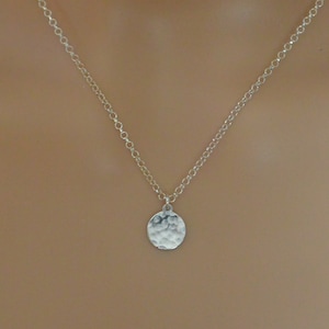 Tiny Hammered Disc Pendant Sterling Silver