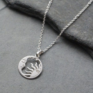 Sun And Moon Necklace, Sterling Silver