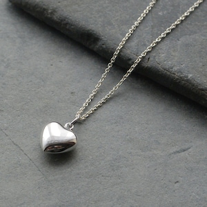 Sterling Silver Heart Necklace, Silver Love Heart Pendant