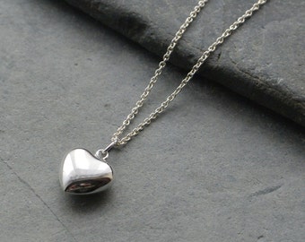 Sterling Silver Heart Necklace, Silver Love Heart Pendant