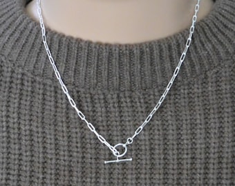 Paperclip Toggle Clasp Necklace, Sterling Silver